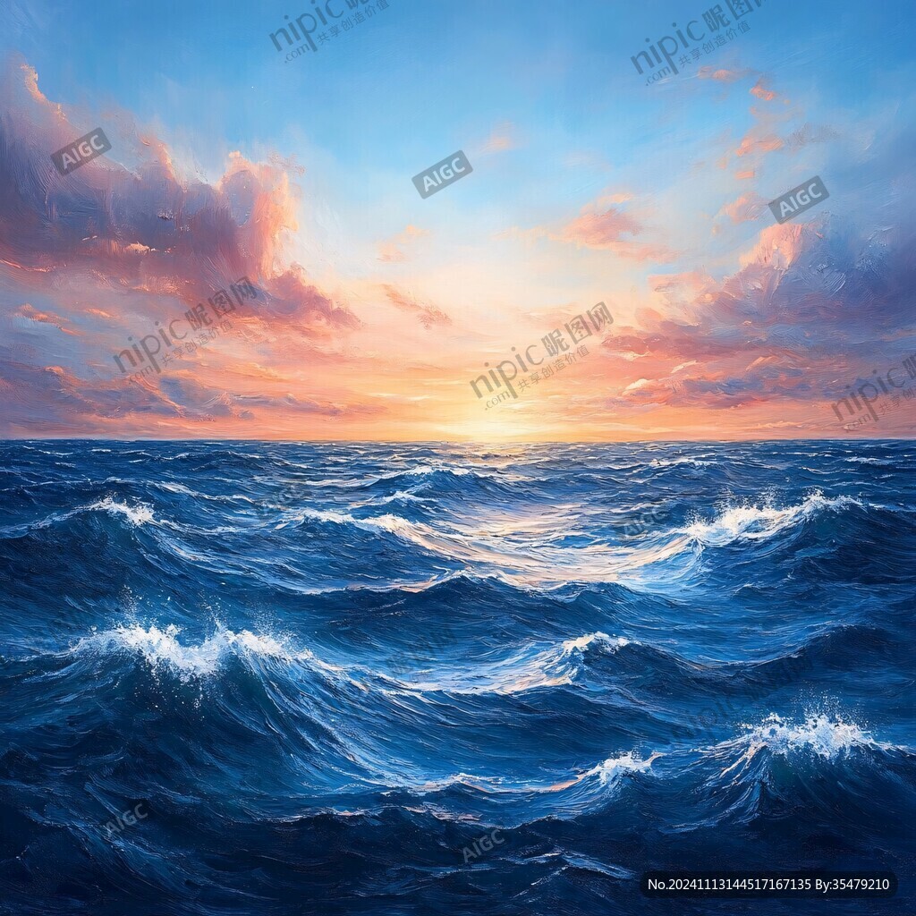 插画海洋辽阔