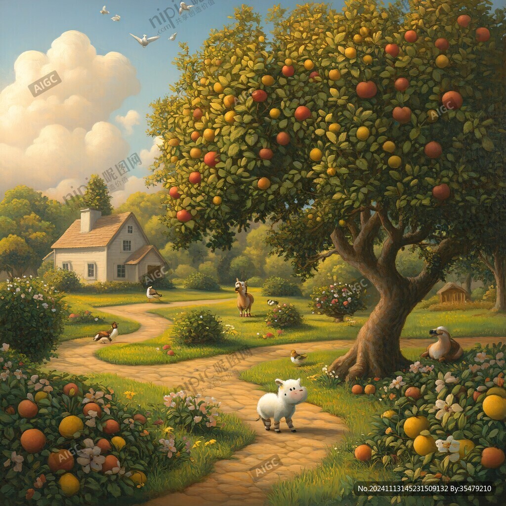 果园插画田园风光