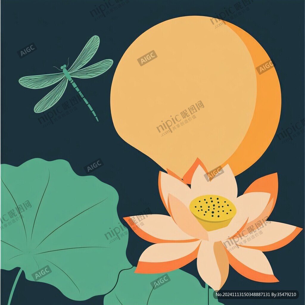 荷花荷叶扁平化