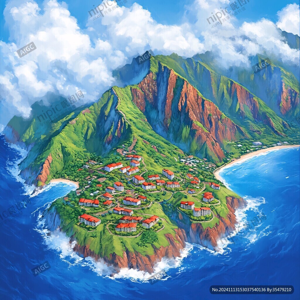 双山岛插画