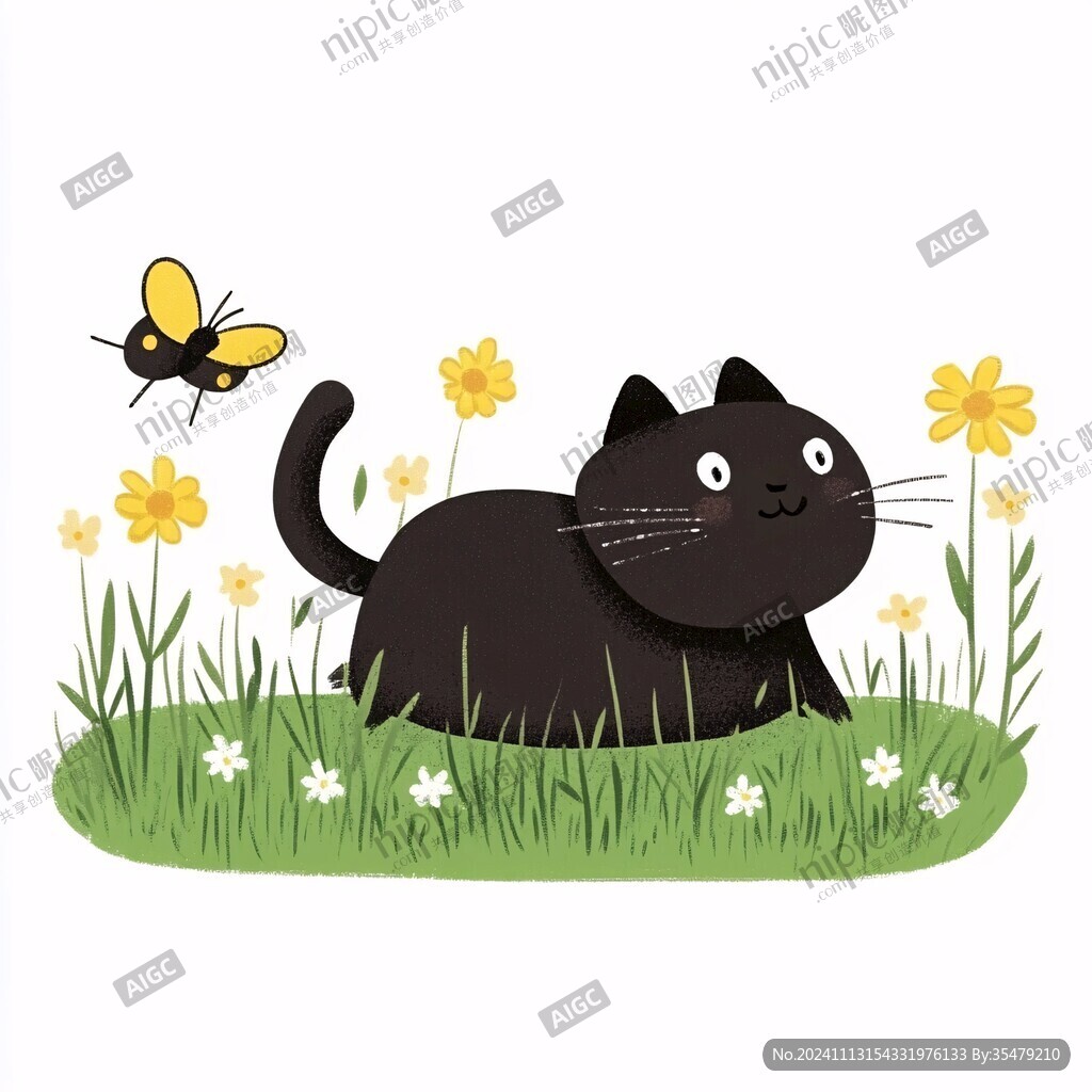 小黑猫插画