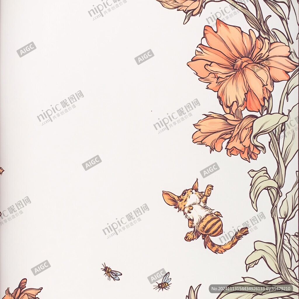 花丛蜜蜂画