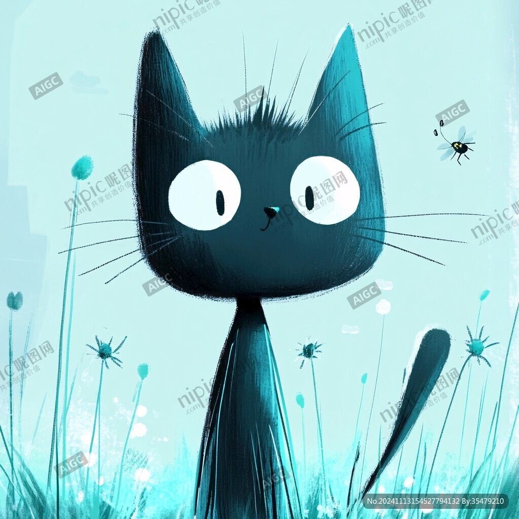 小黑猫插画