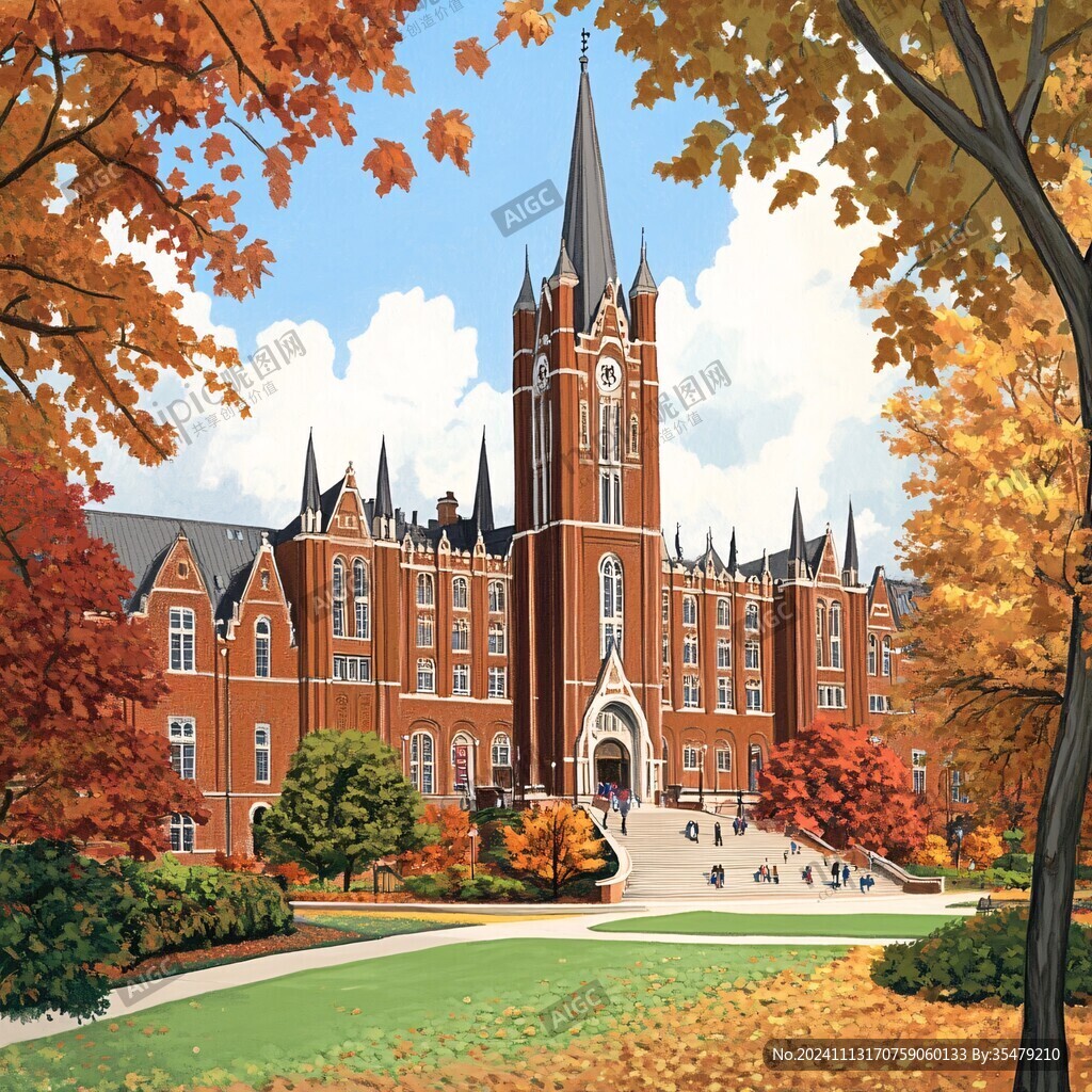 普林斯顿大学插画背景