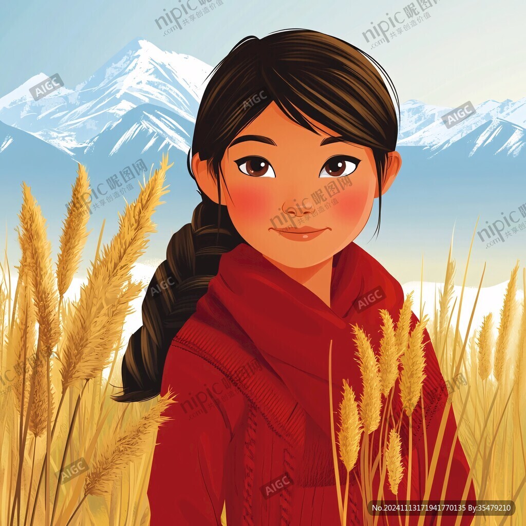 乡村女孩插画