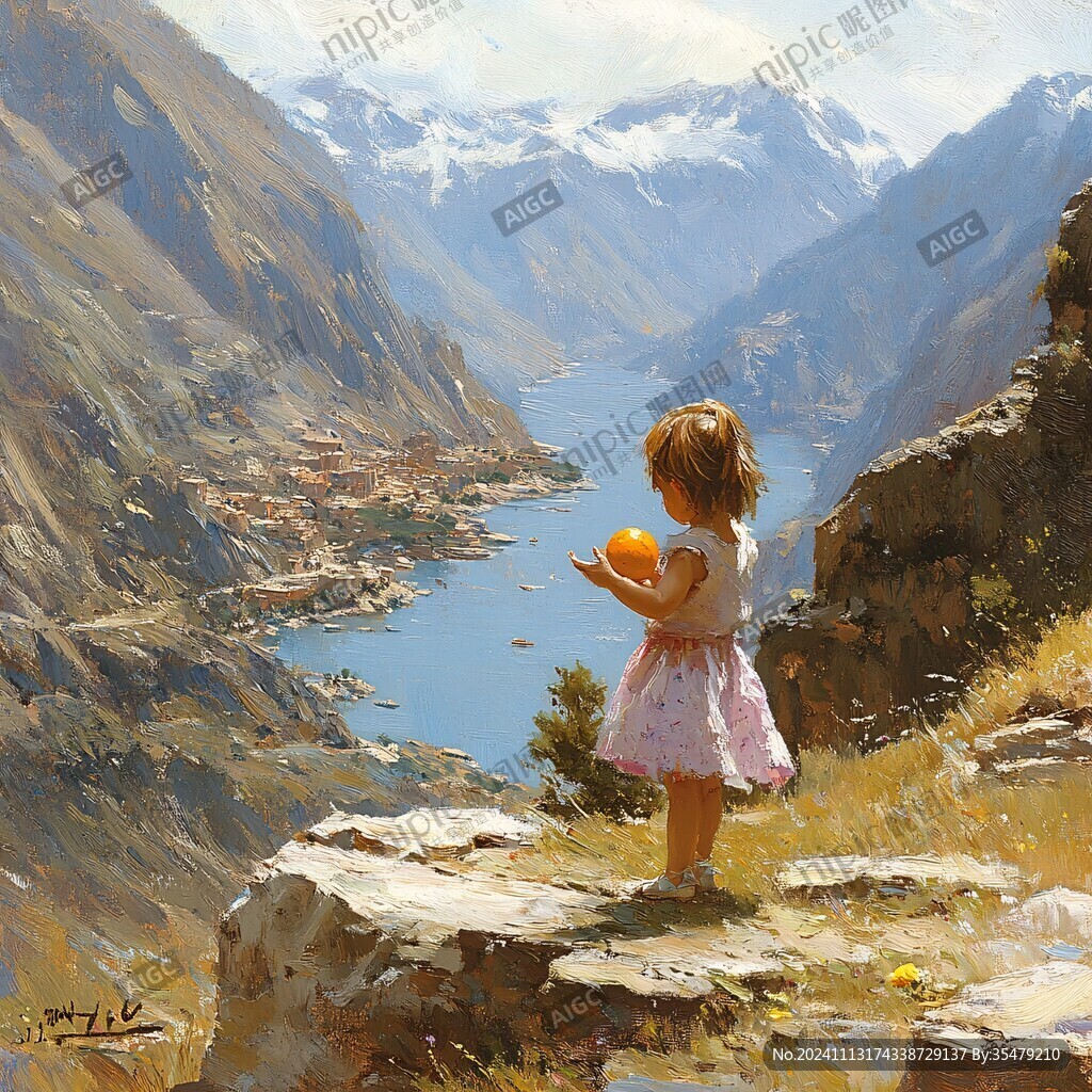 女孩风景画