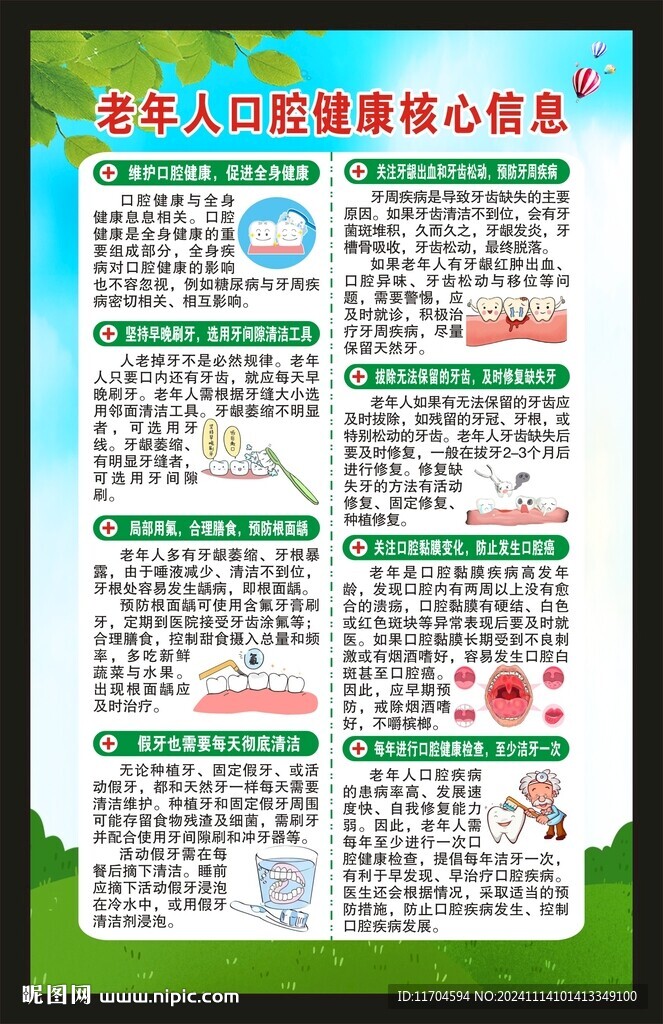 老年人口腔核心信息海报