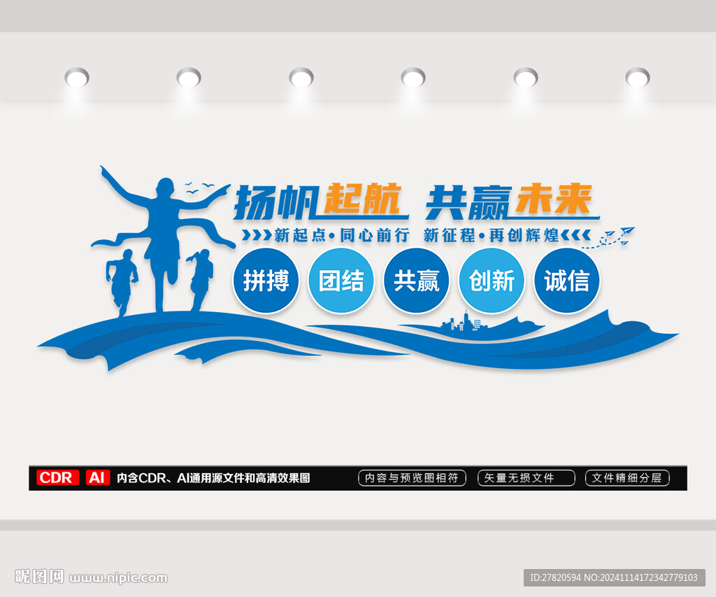 扬帆起航共赢未来文化墙