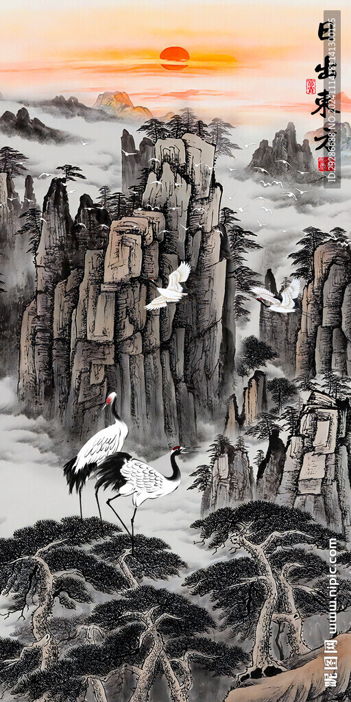 日出东方国画