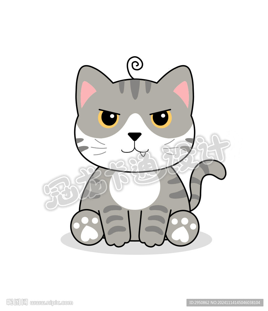 可爱小猫卡通简笔画矢量插图