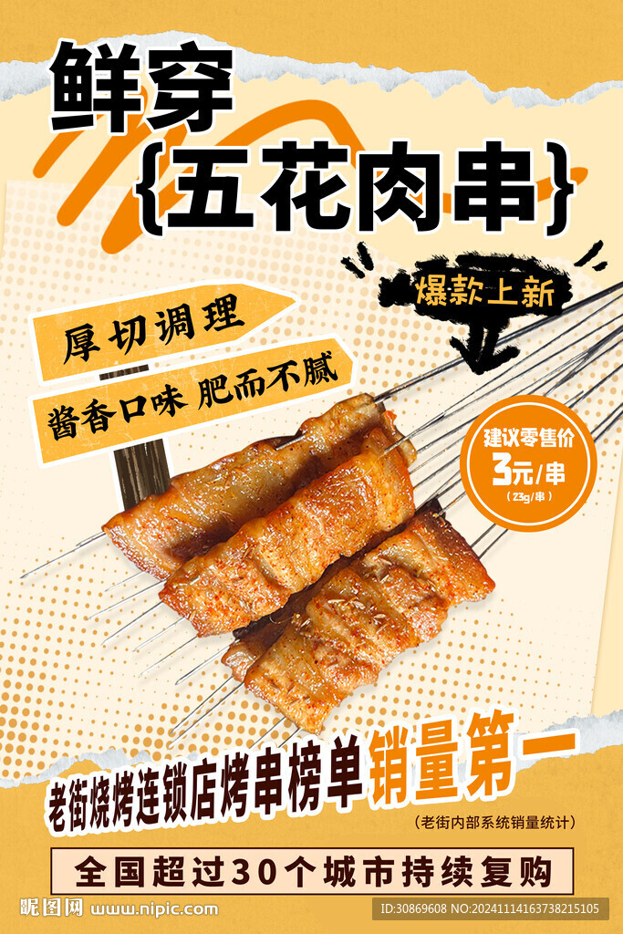 五花肉串海报