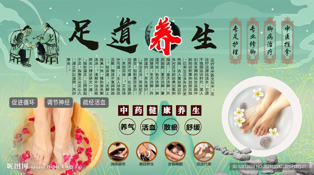 足道养生背景墙