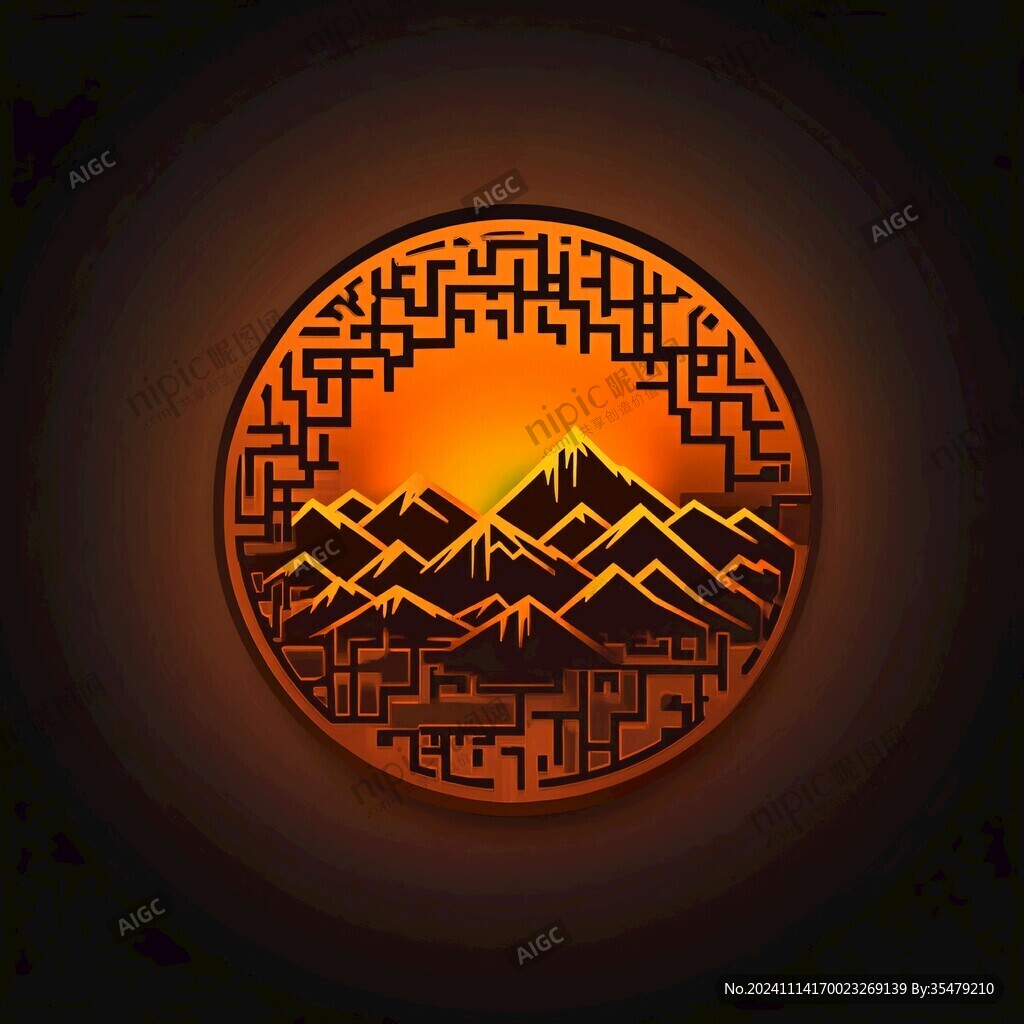 禅意山圆形山水