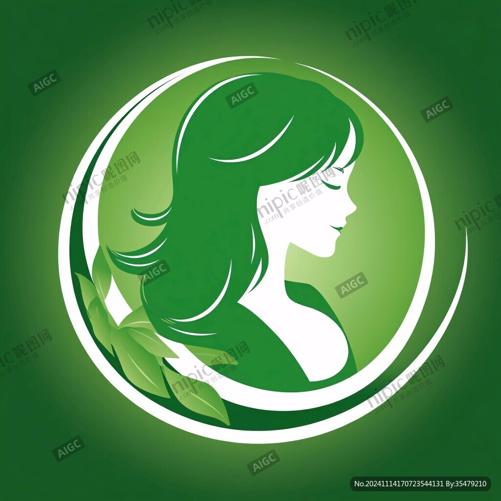 女人头像绿叶logo
