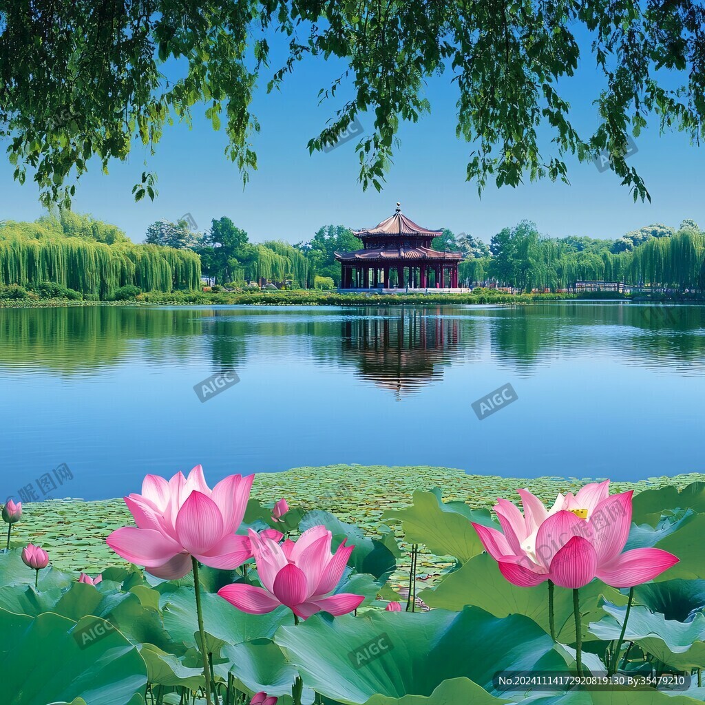 高清荷花池风光