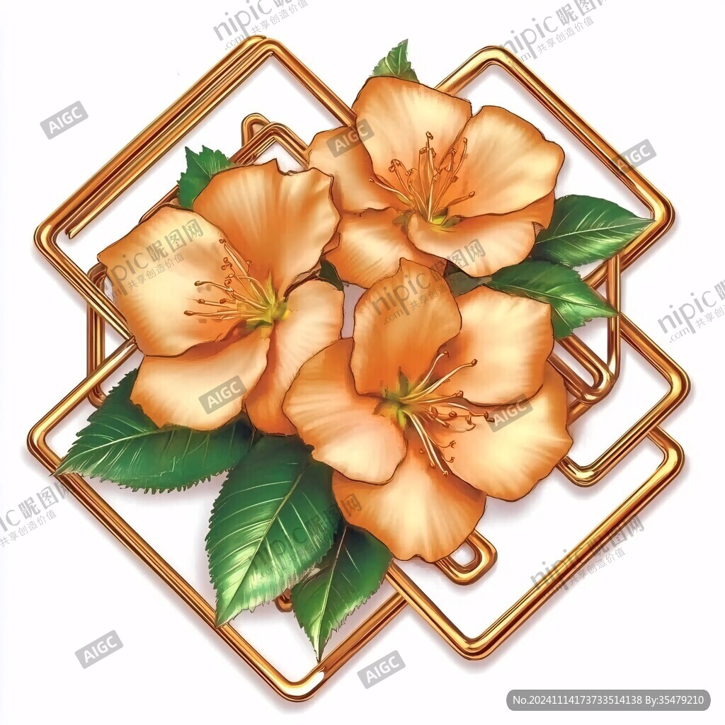 高精手绘黄金拉丝花卉