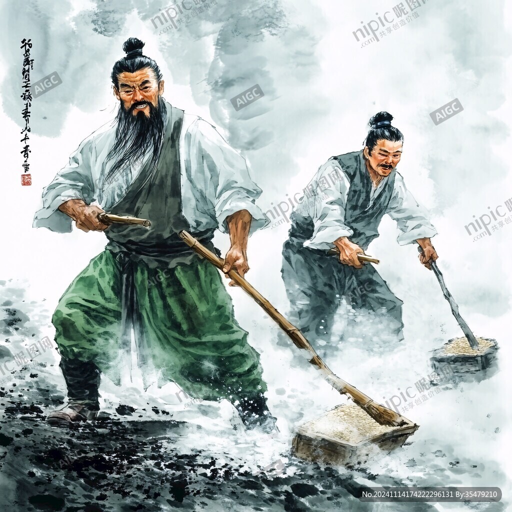 舂米人像