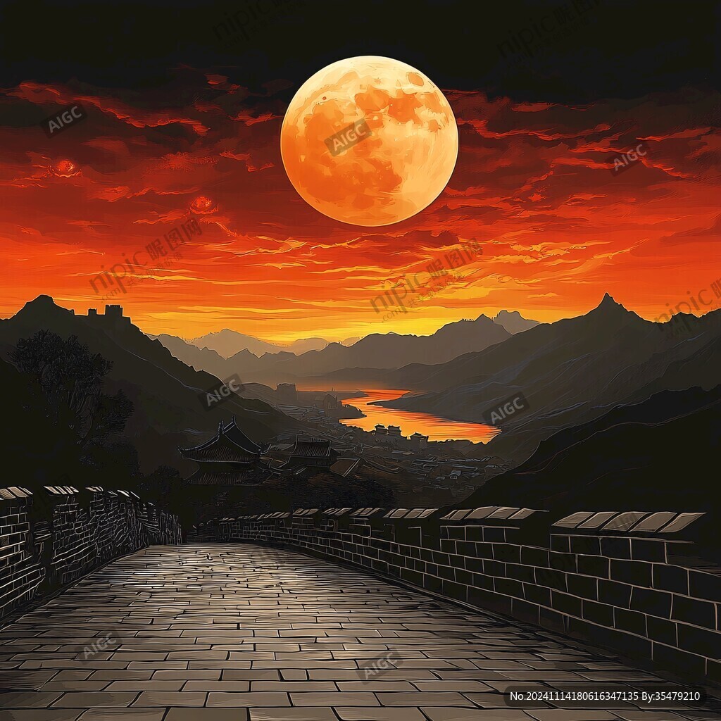 长城风景插画