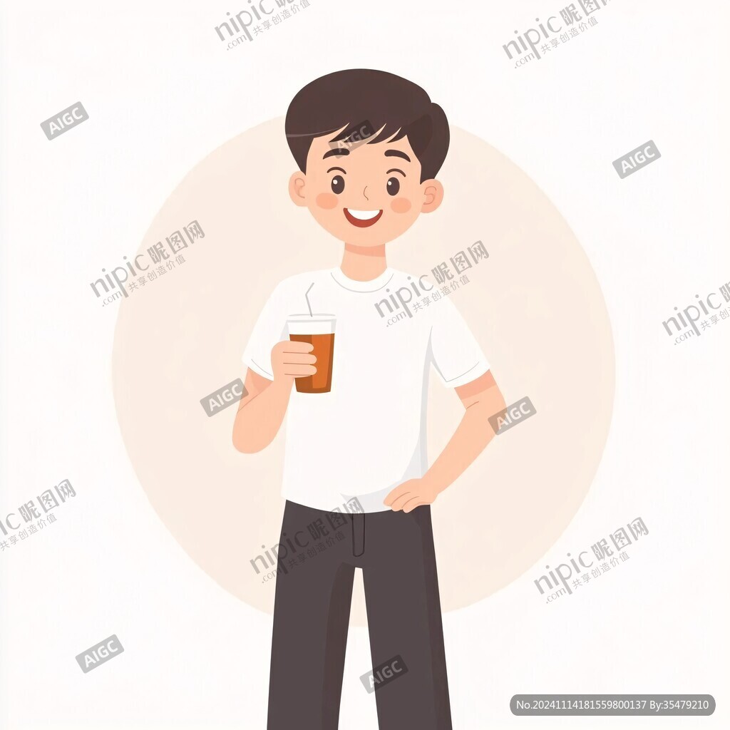 喝奶茶人物