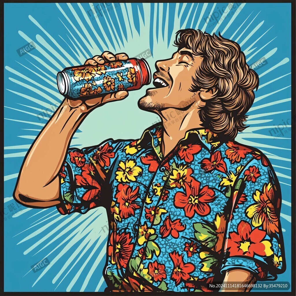 卡通男士喝啤酒头像