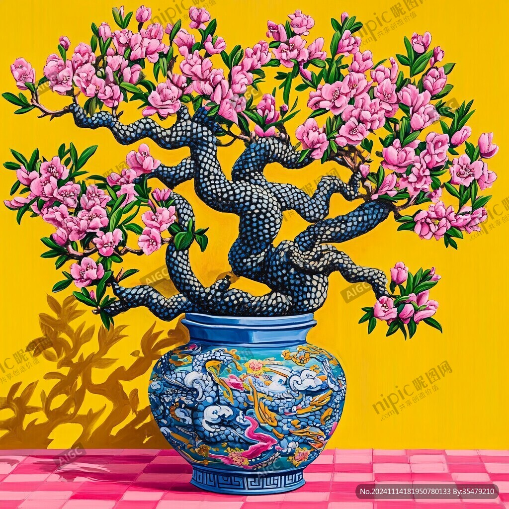 画珐琅盆碧玺桃树盆景