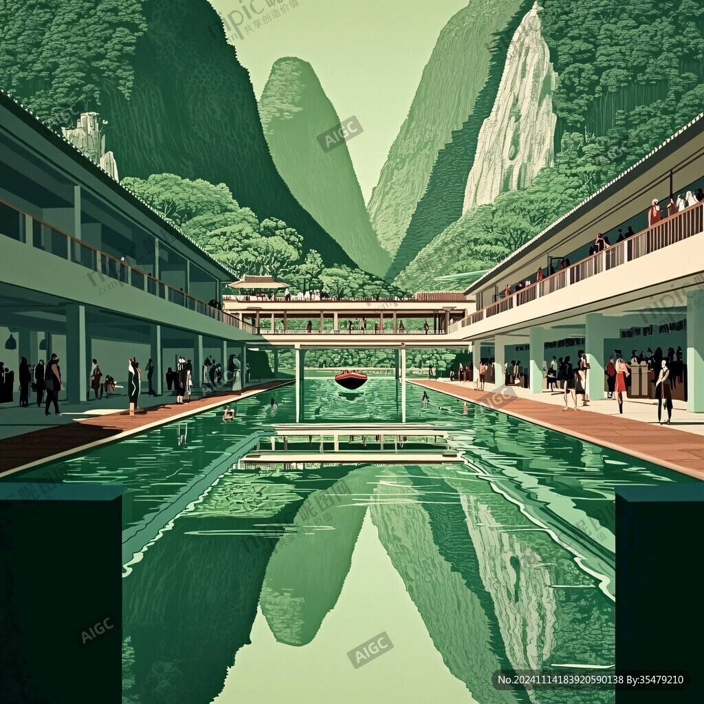 融水县风光插画