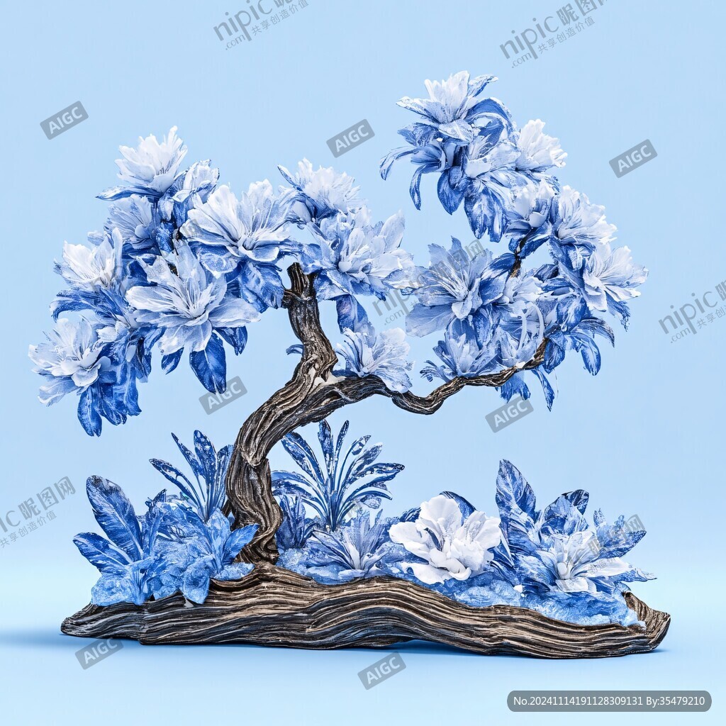 蓝色花美陈
