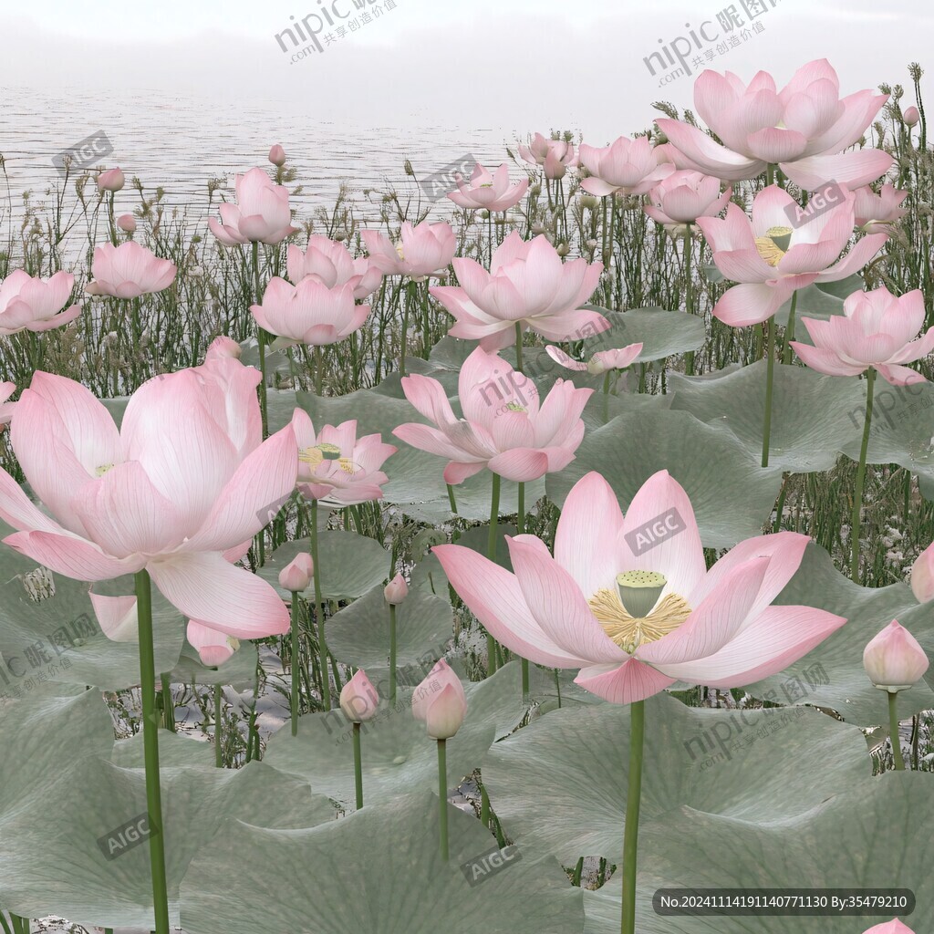 3d立体花卉荷花