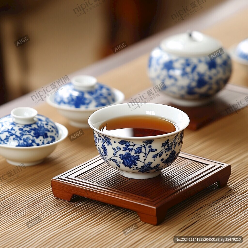 中式茶坐茶杯