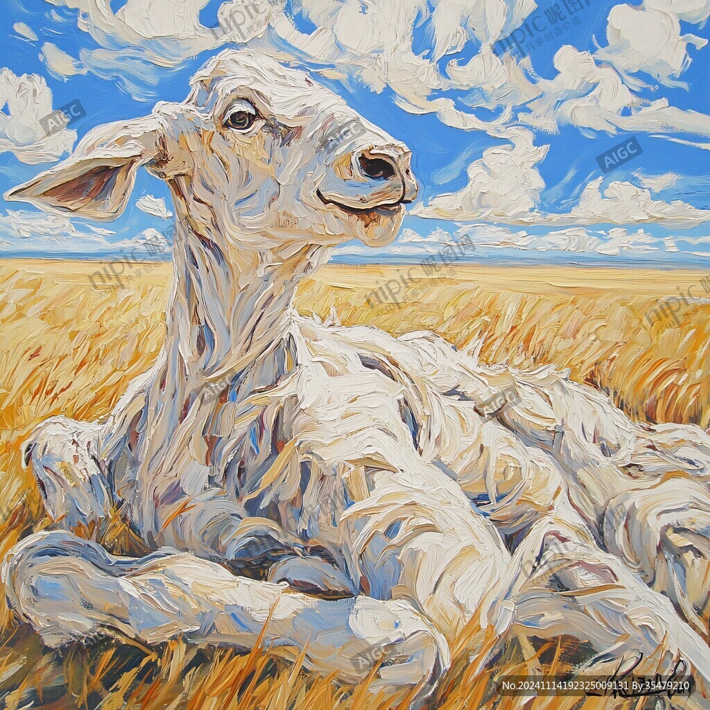 树干羊绘画