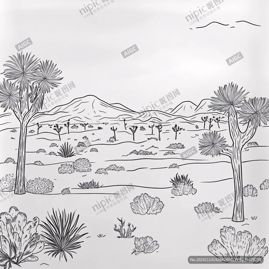 简约线描风景
