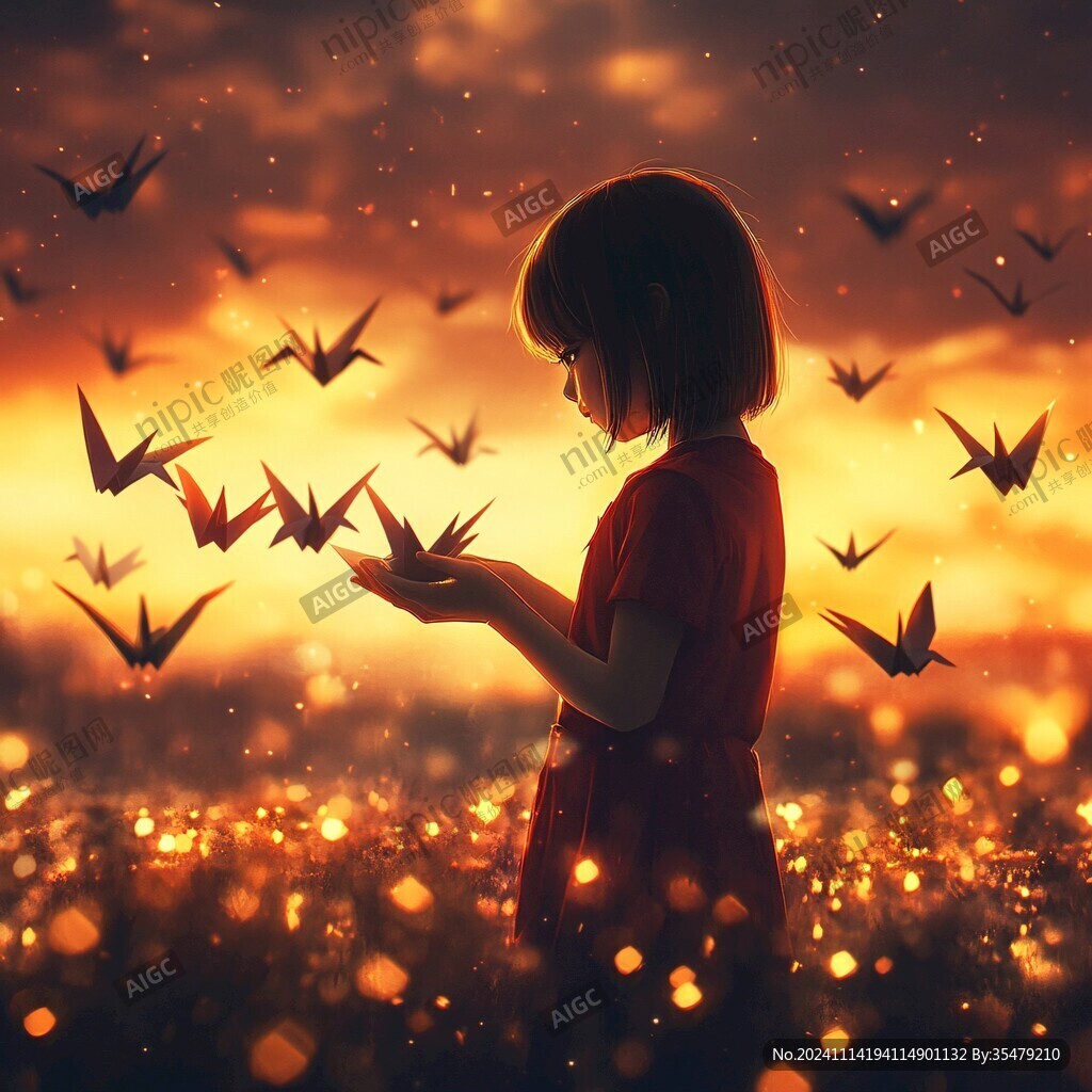黄昏下的少女