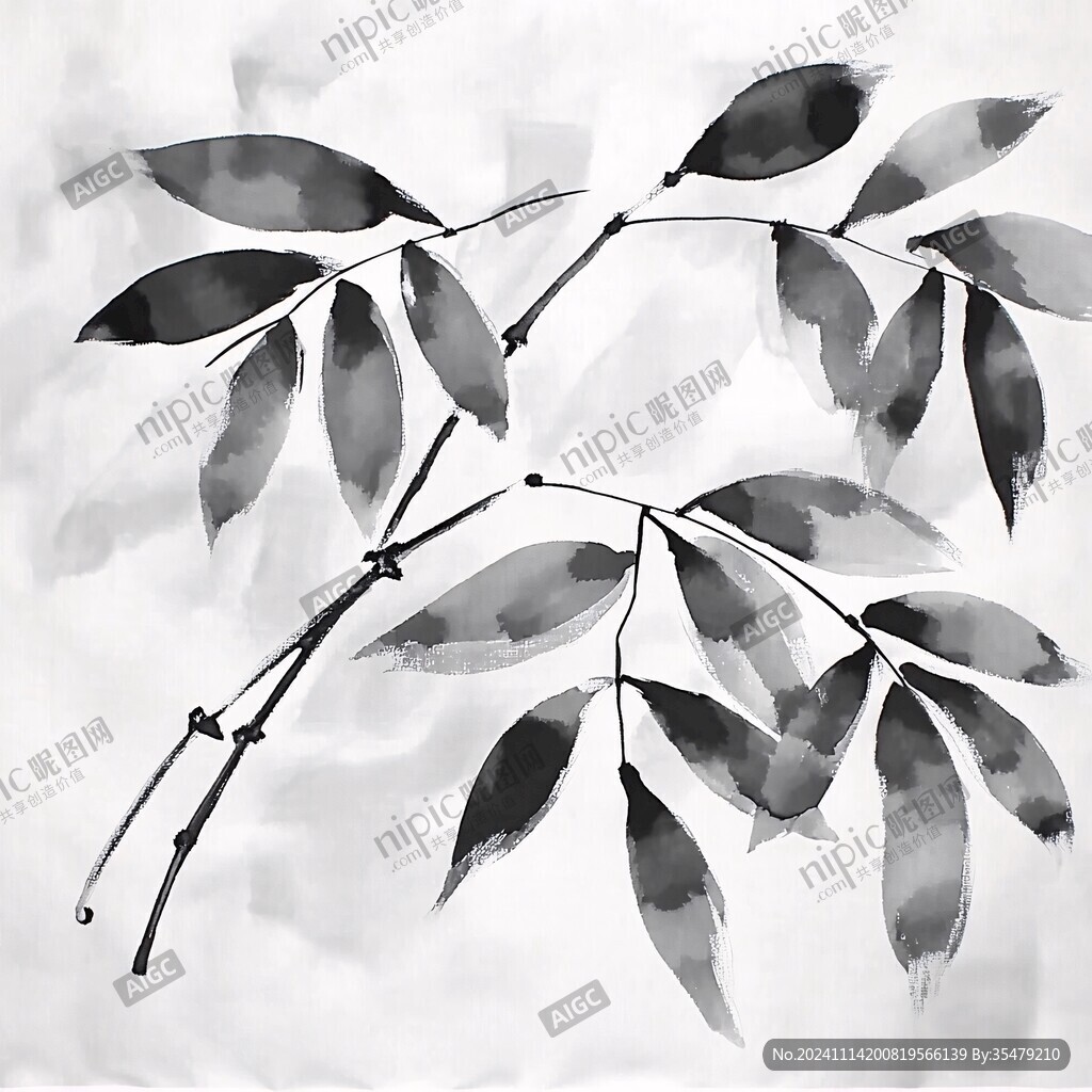 水墨树枝无框画