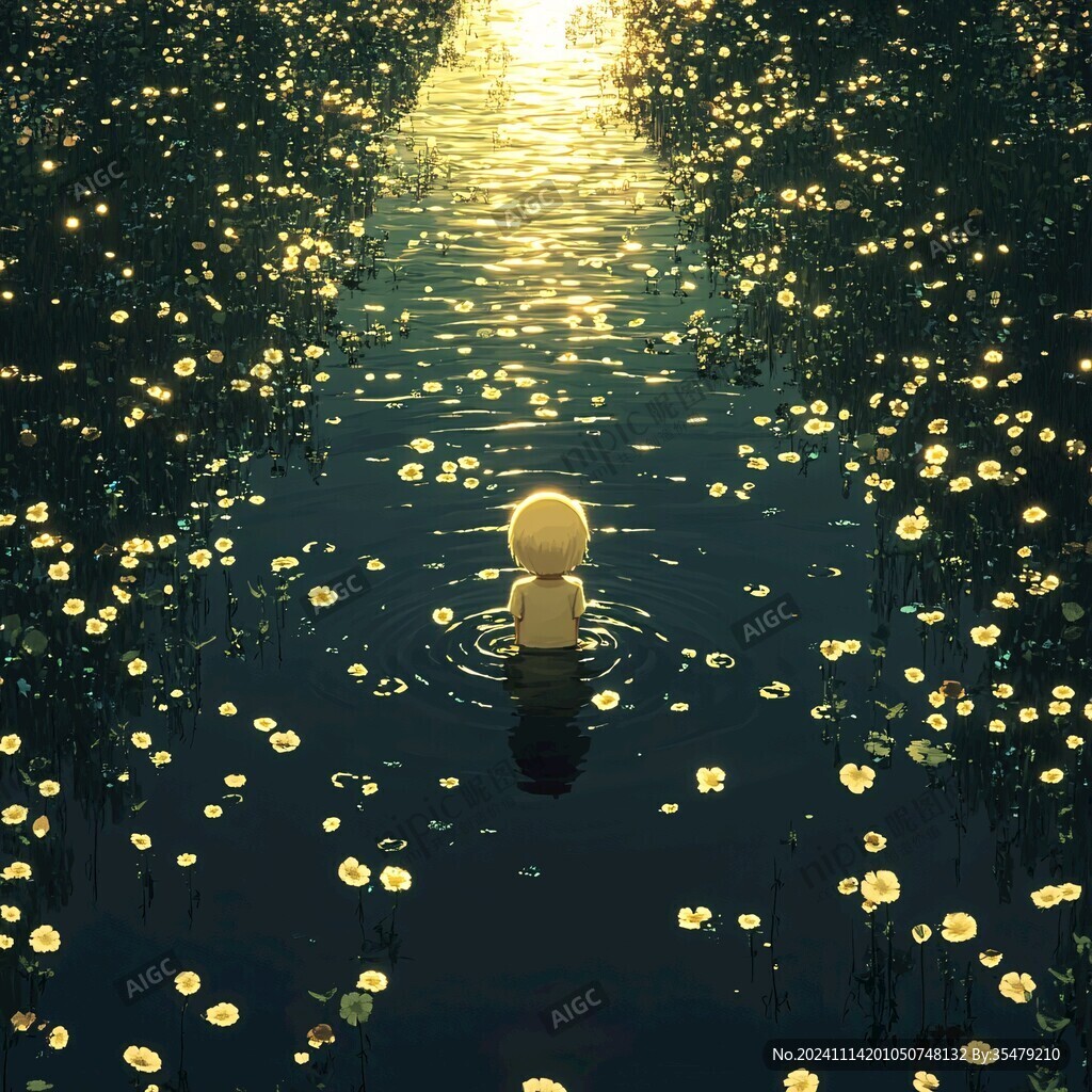 水里的菜花合影