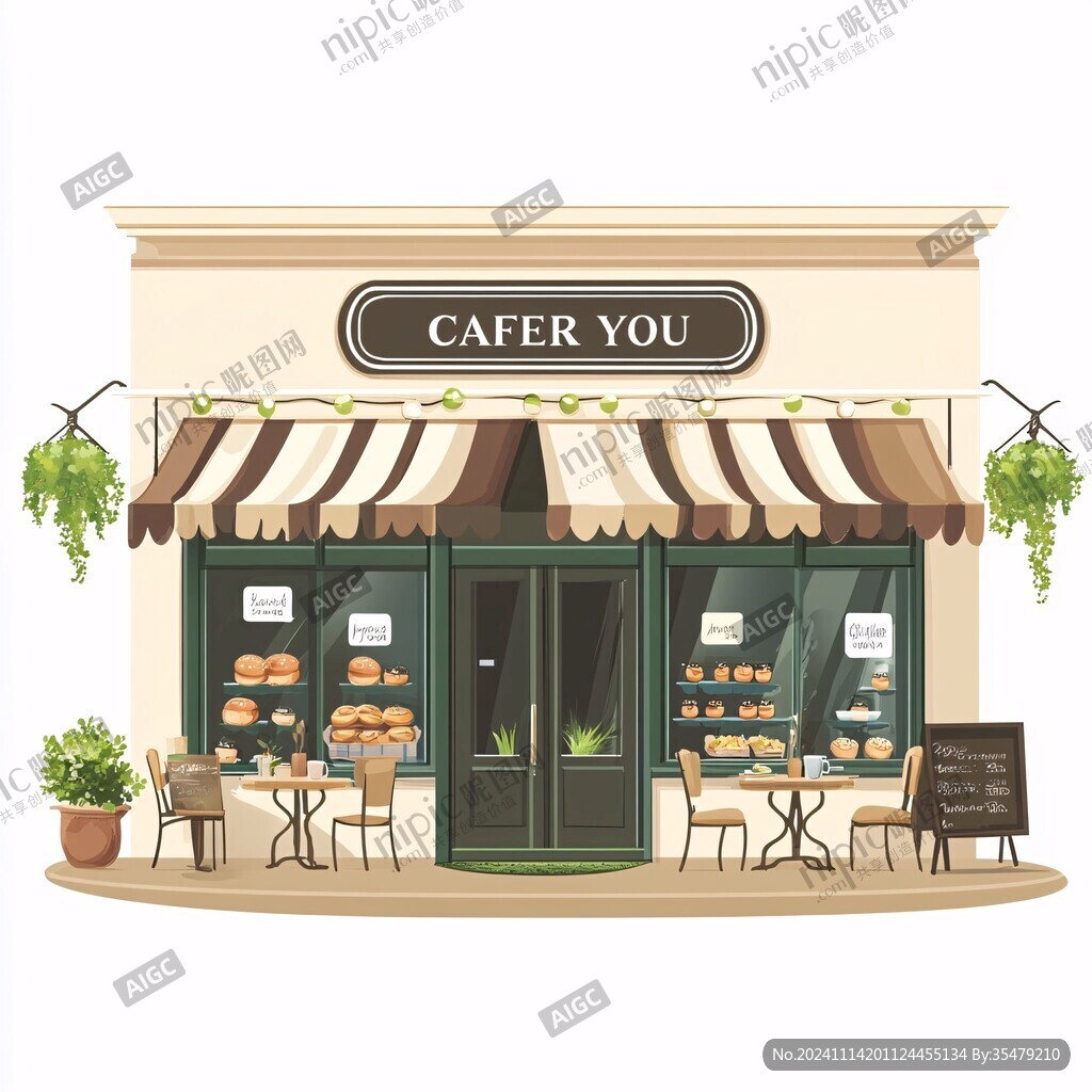 卡通面包店门口