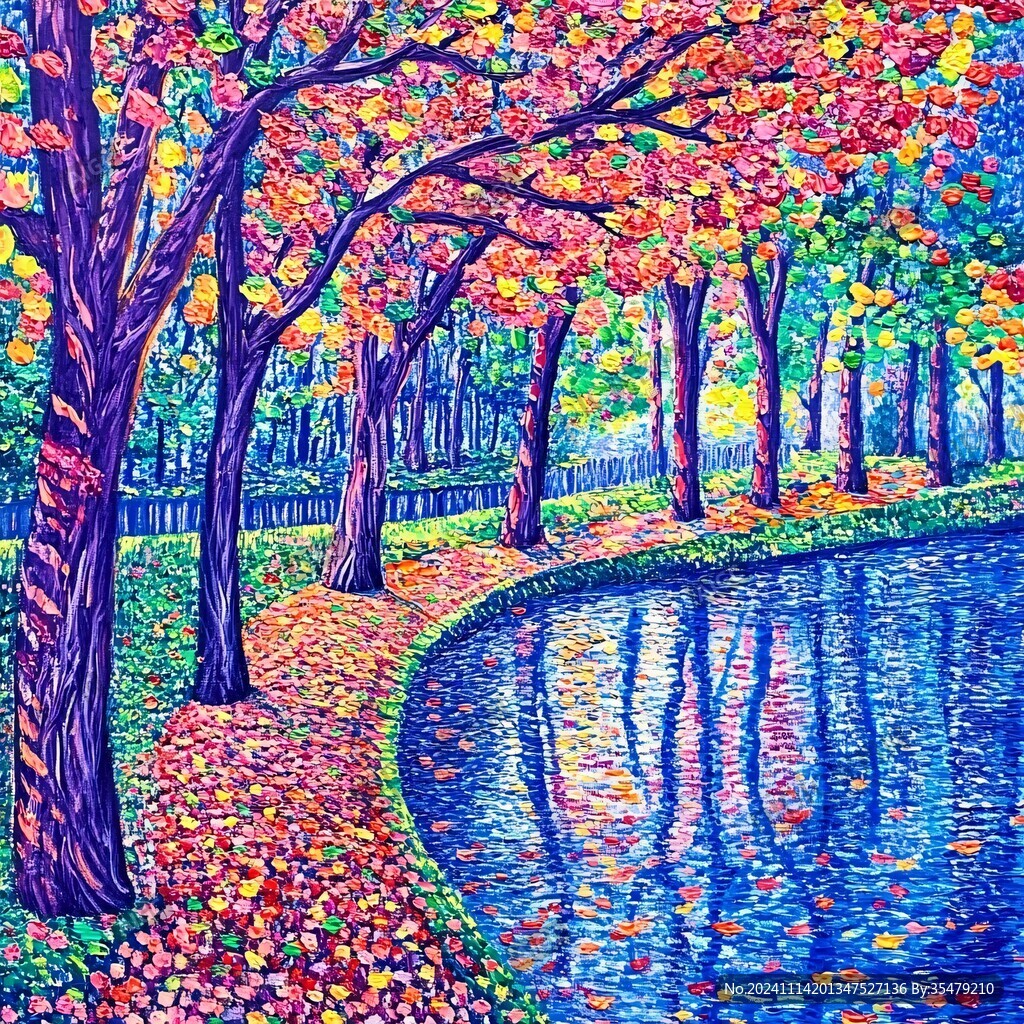 秋天美景秋天森林画