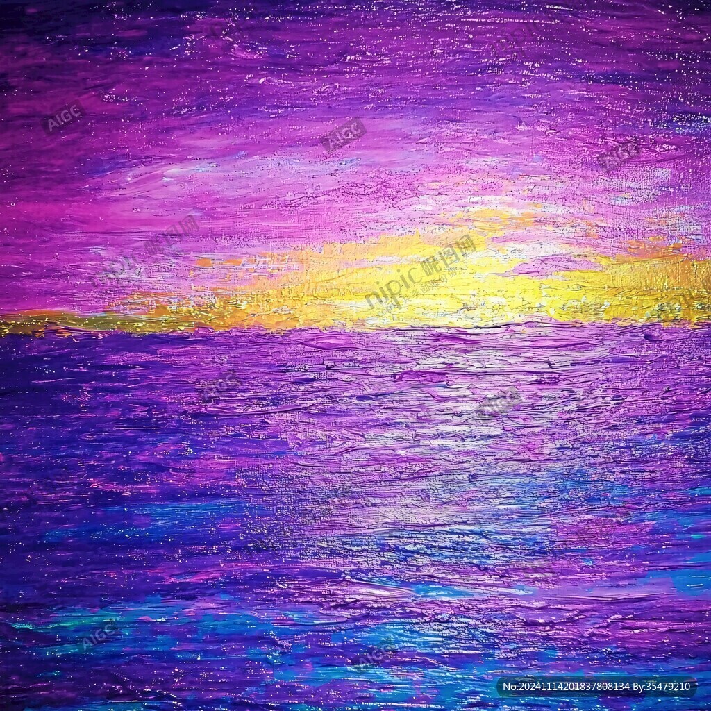 晚霞油画