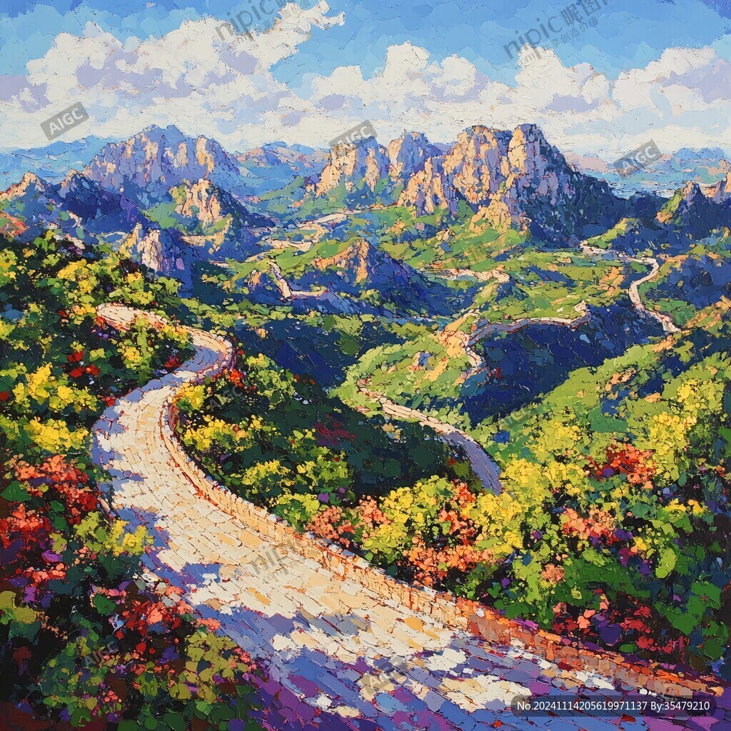 油画长城