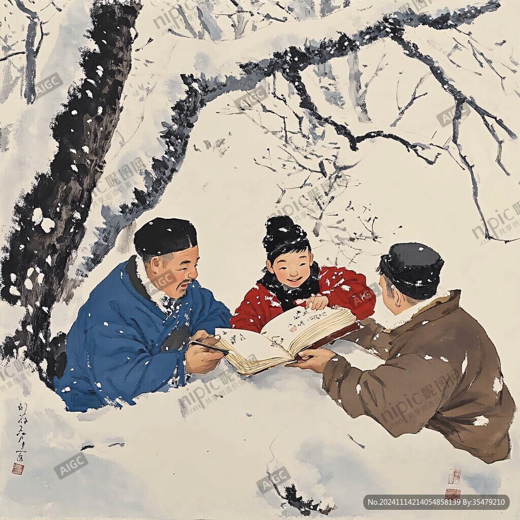 踏雪寻梅故事图