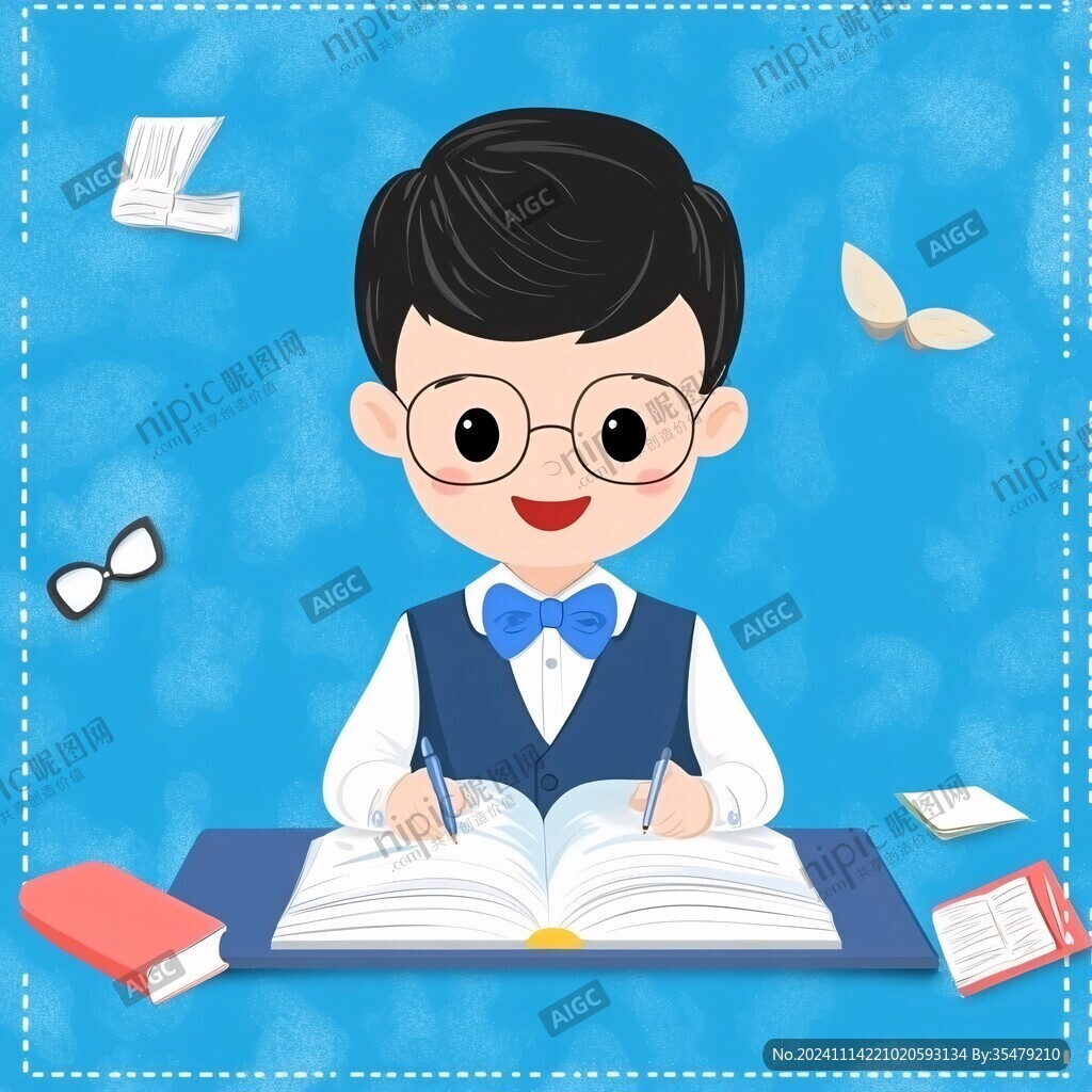男孩讲课插画