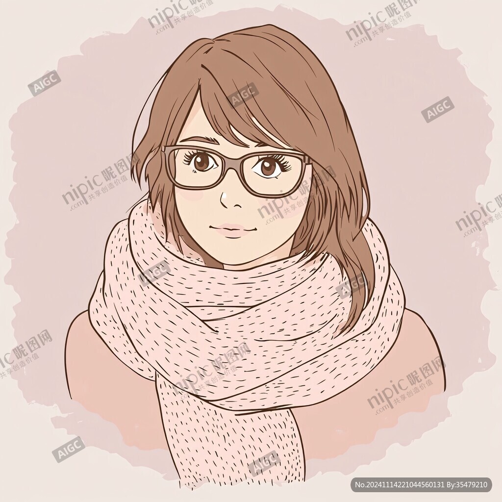 戴眼镜女孩插画