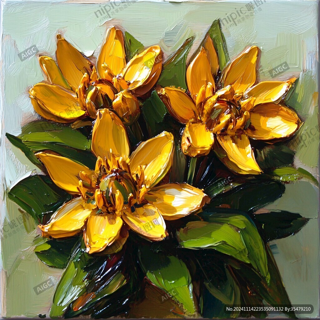 高精手绘黄金拉丝花卉