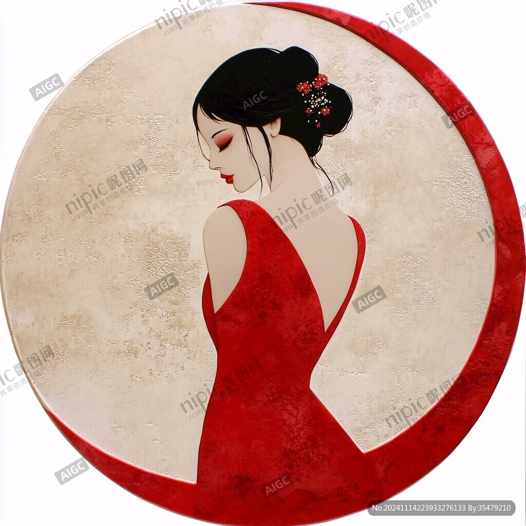 圆形美女画