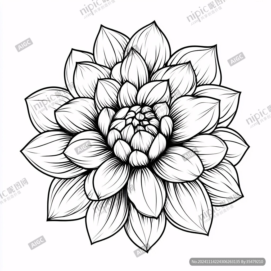 大丽花线描