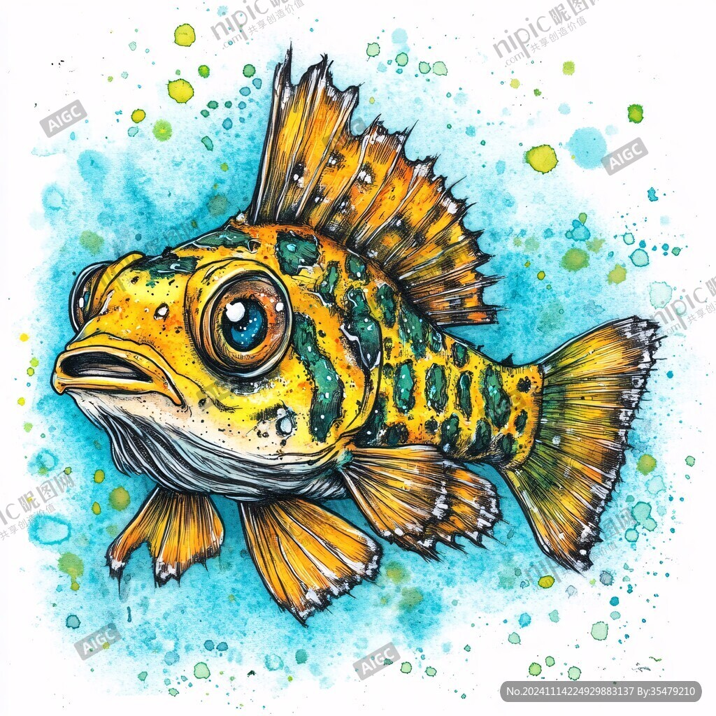手绘鱼插画