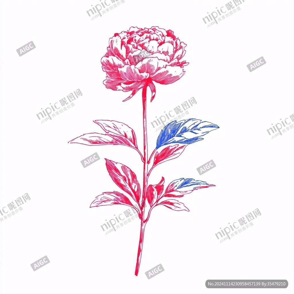 手绘工笔芍药