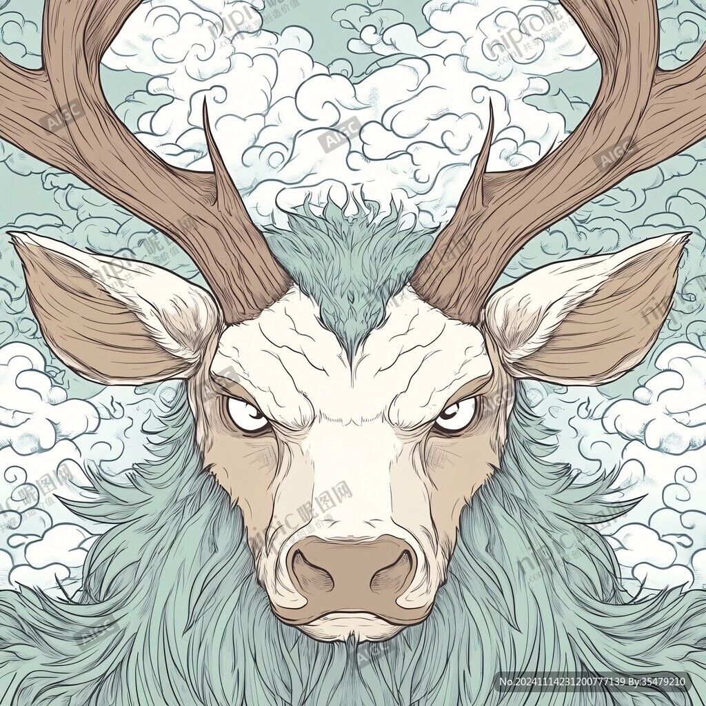 国潮风麋鹿插画