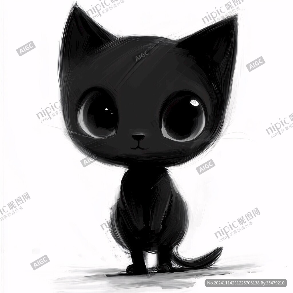 小黑猫插画