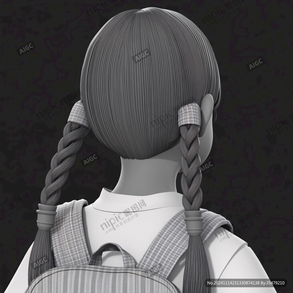 麻花辫女孩插画