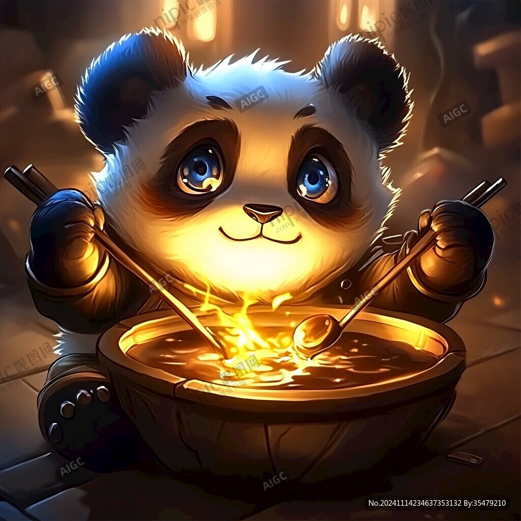 开心熊猫厨师头像